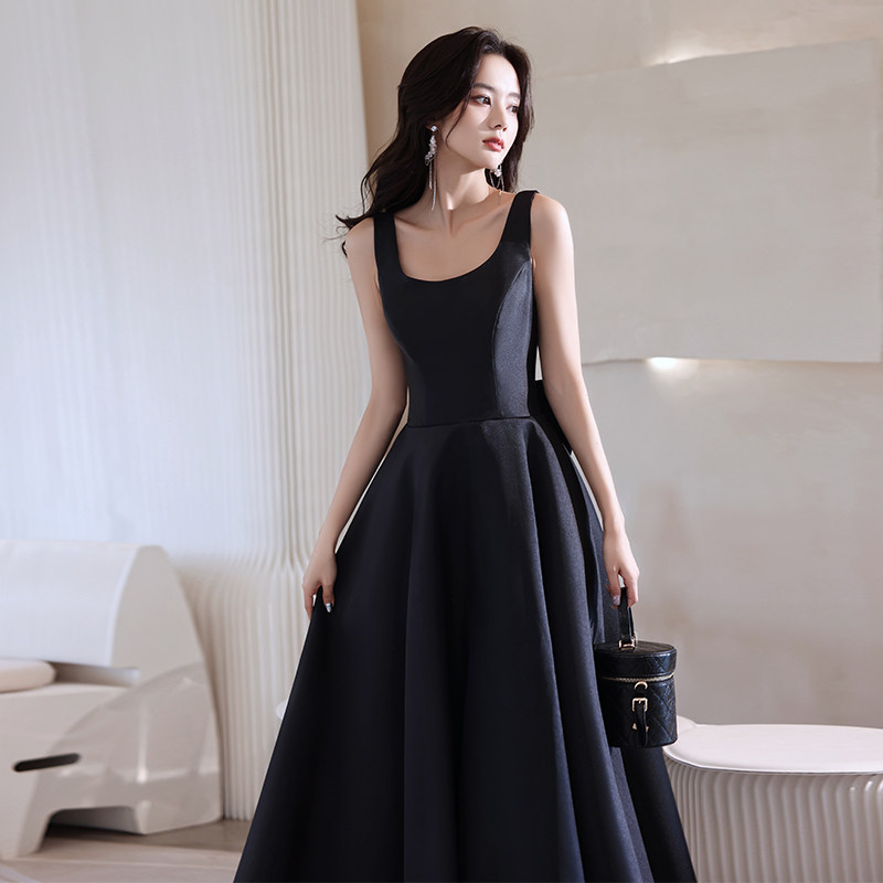 オケージョン ドレス バックリボン付きノースリーブフレアロングワンピース