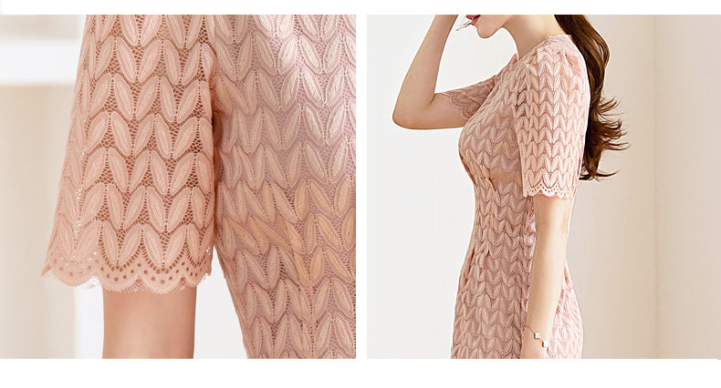 オケージョン ドレス 総レース幾何学模様パフスリーブタイトドレス