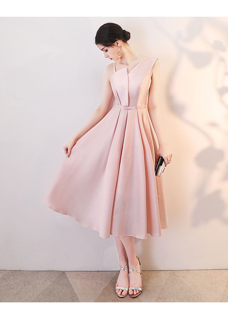 オケージョン ドレス アシンメトリーネックラインミモレ丈ドレスワンピース