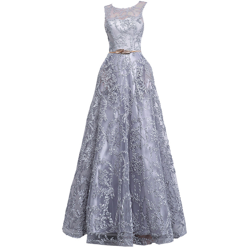 オケージョン ドレス 立体刺繍レース装飾ノースリーブロング丈ワンピース