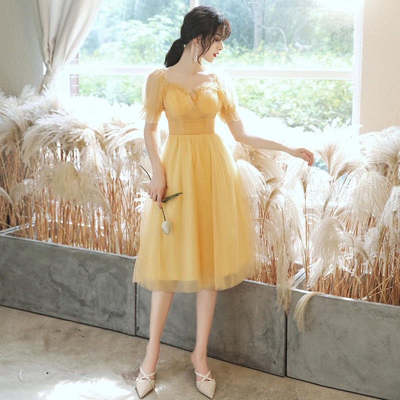 オケージョン ドレス 花びらチュール袖ふんわり姫様風ミディ丈ドレス