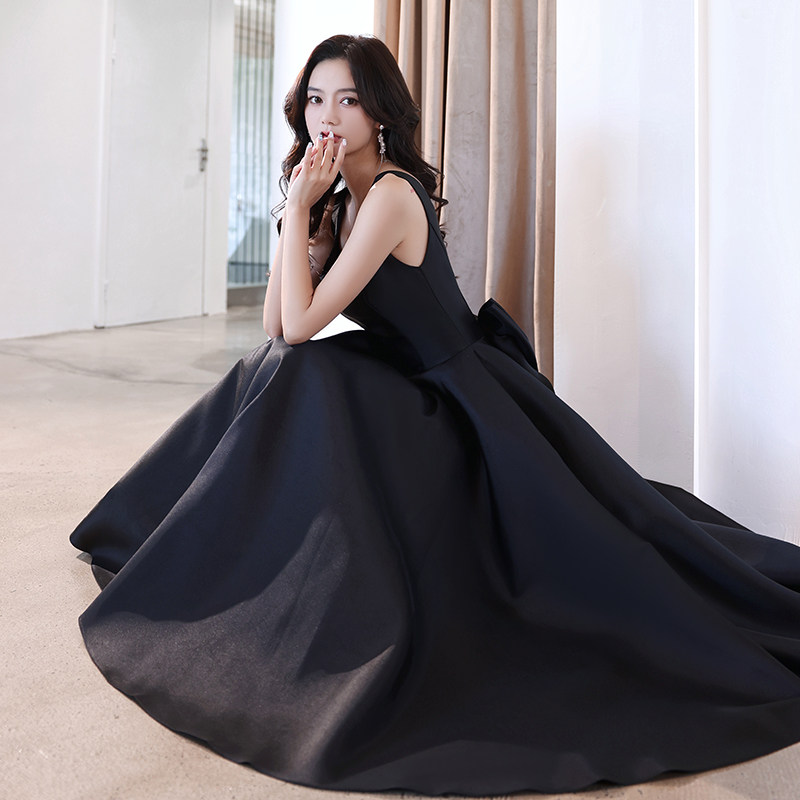 オケージョン ドレス バックリボン付きノースリーブフレアロングワンピース