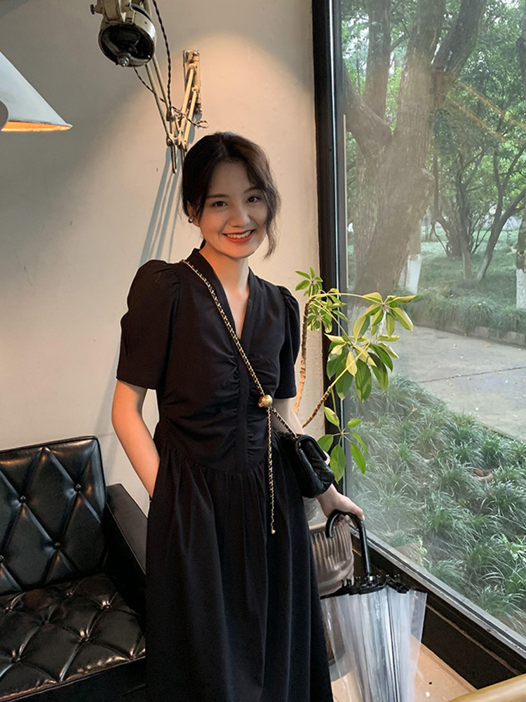 オケージョン ドレス 千鳥格子パフスリーブウエストシャーリングワンピース