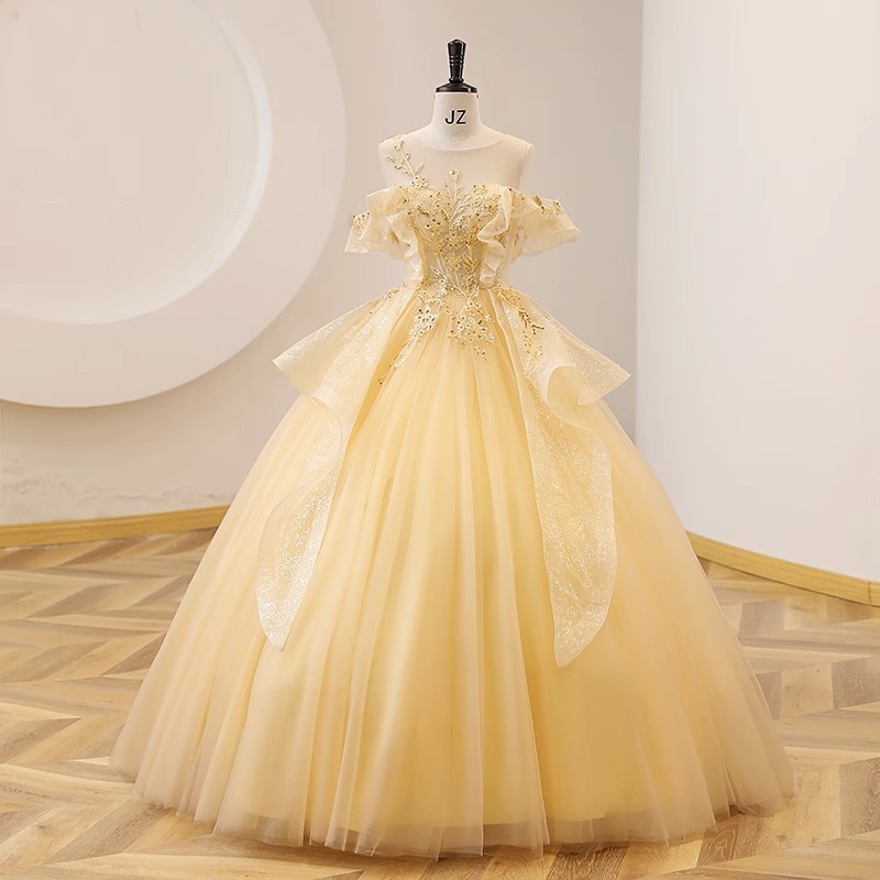 カラードレス クロッシェレースチュール 姫ドレス