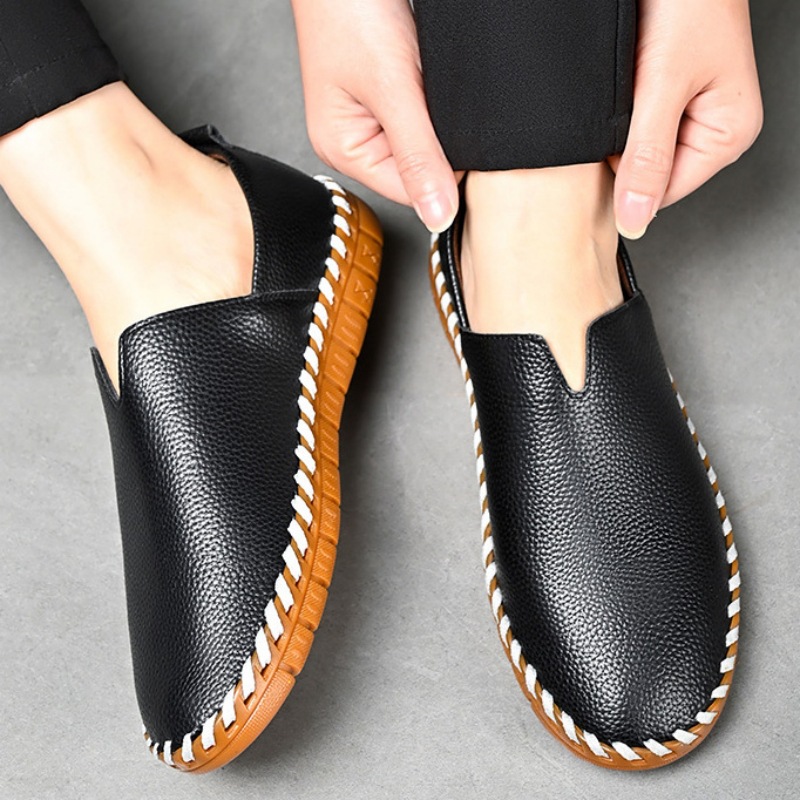 ドライビングシューズ 型押しレザー調ハンドステッチ風ローファー