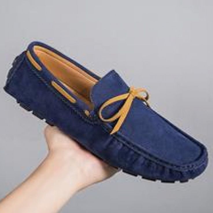 ドライビングシューズ 本革スエード紐結びローファー
