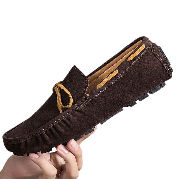 ドライビングシューズ 本革スエード紐結びローファー