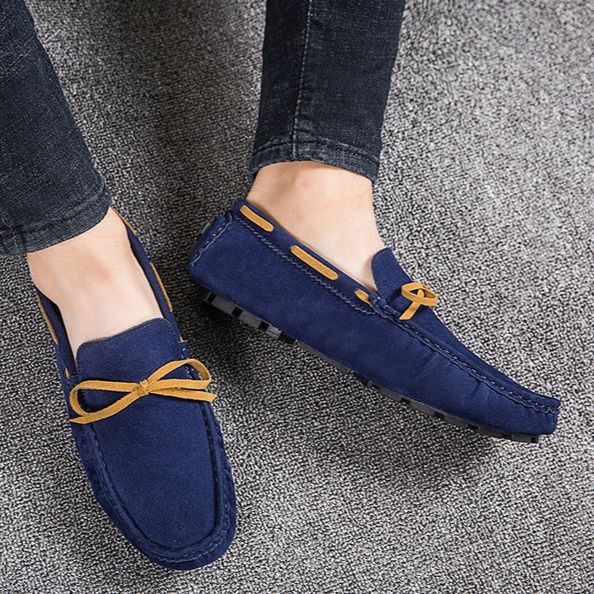 ドライビングシューズ 本革スエード紐結びローファー