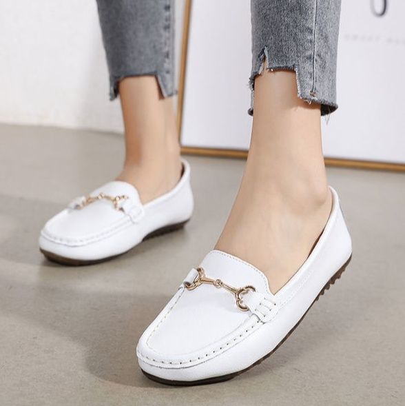 金具装飾モカシン風ドライビングローファー