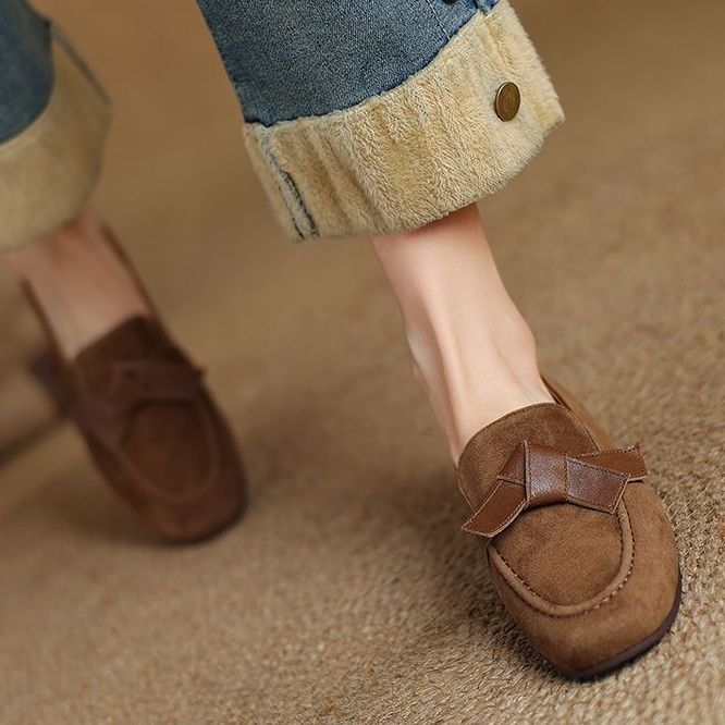 上質スエード素材リボンデザインドライビングローファー