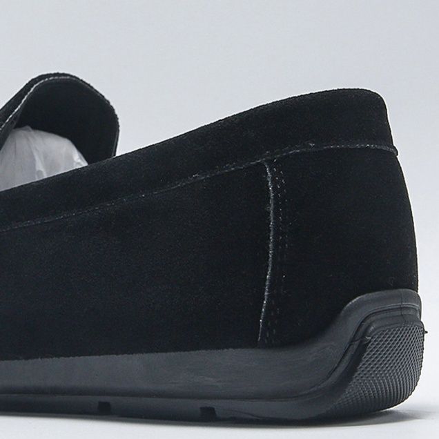 ドライビングシューズ 上質スエード素材ストライプベルト付きローファー