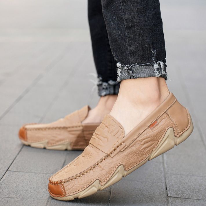 クロコダイル型押し本革ドライビングローファー