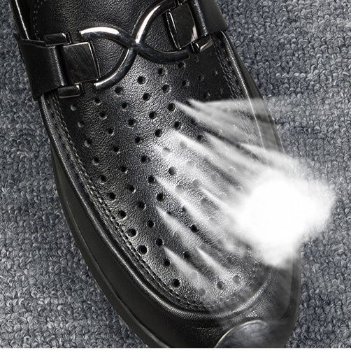 金属装飾パンチング本革ドライビングローファー