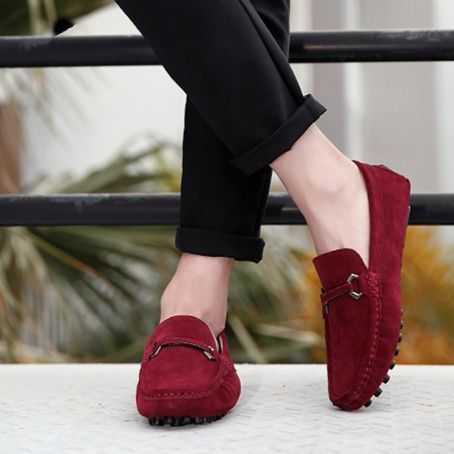  上質スエード素材金具付きドライビングローファー