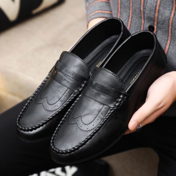 ドライビングシューズ 本革仕立て手縫い風モカシンローファー