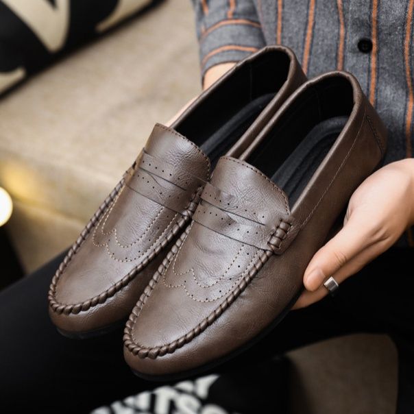ドライビングシューズ 本革仕立て手縫い風モカシンローファー