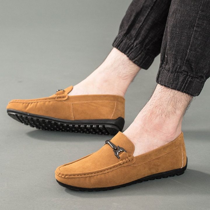 ドライビングシューズ 金具付きスエード調ローファー
