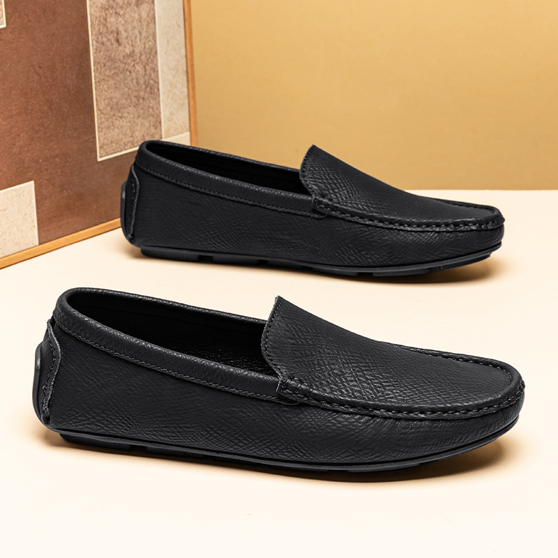 ドライビングシューズ 本革型押しラバーソールドライビングローファー