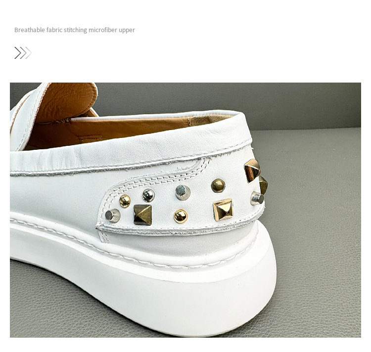 ドライビングシューズ 厚底スタッズ付きレザーローファー