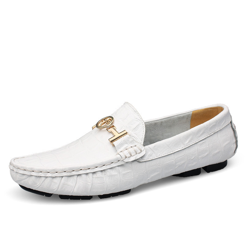 ドライビングシューズ 本革型押しメタル金具付きローファー