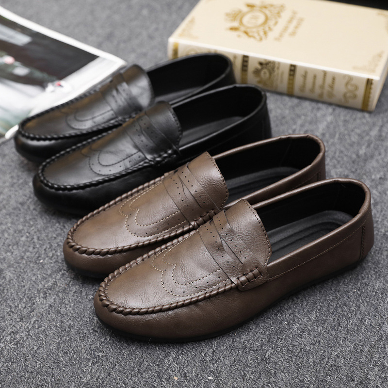 ドライビングシューズ 本革仕立て手縫い風モカシンローファー