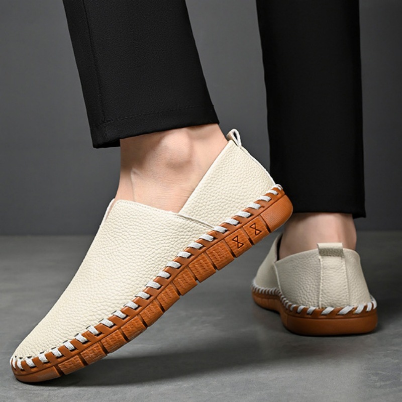 ドライビングシューズ 型押しレザー調ハンドステッチ風ローファー