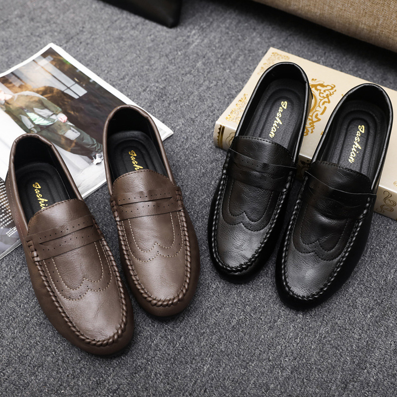 ドライビングシューズ 本革仕立て手縫い風モカシンローファー