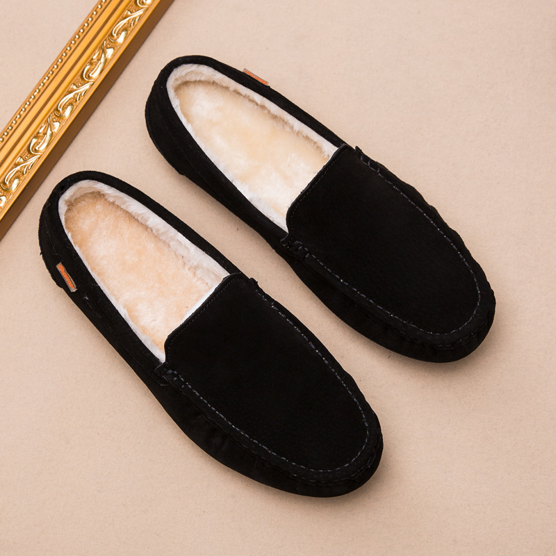 ドライビングシューズ 内ボア付きスエード調ローファードライビングシューズ