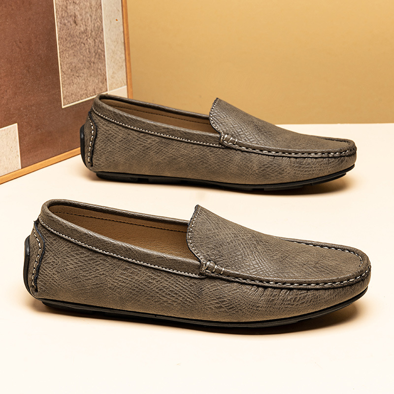 ドライビングシューズ 本革型押しラバーソールドライビングローファー