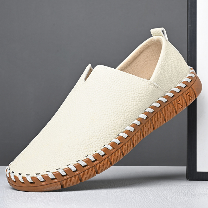 ドライビングシューズ 型押しレザー調ハンドステッチ風ローファー