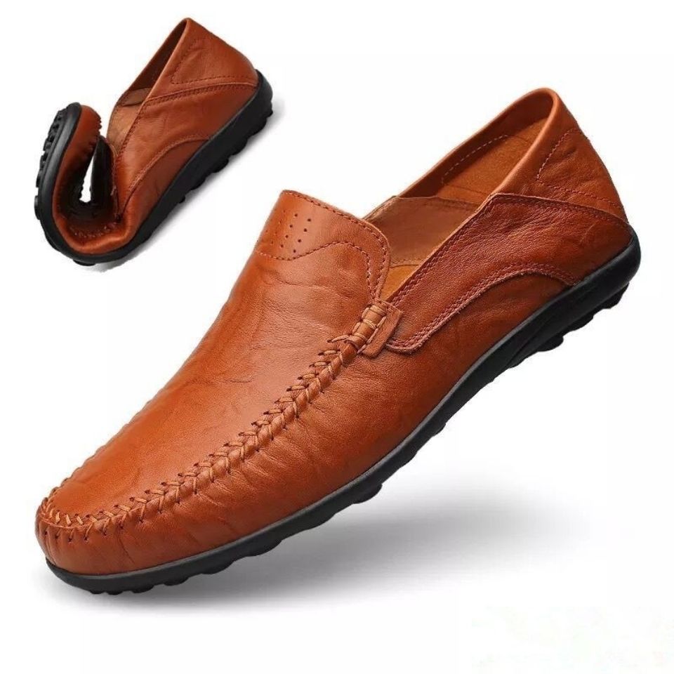 ドライビングシューズ 本革手編み通気孔付きレーシングスリッポン