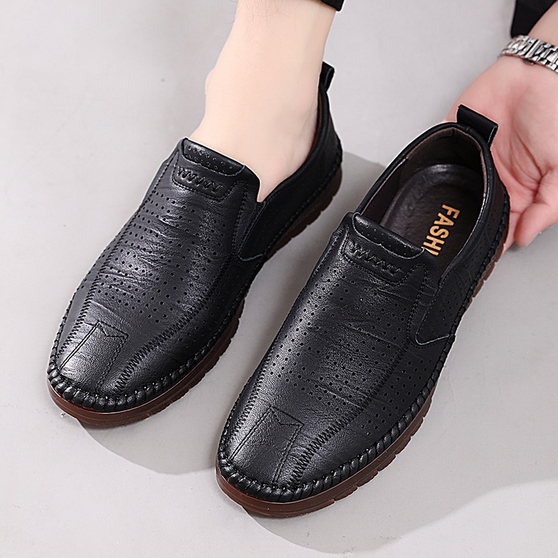 ドライビングシューズ 本革パンチング加工ハンドステッチローファー