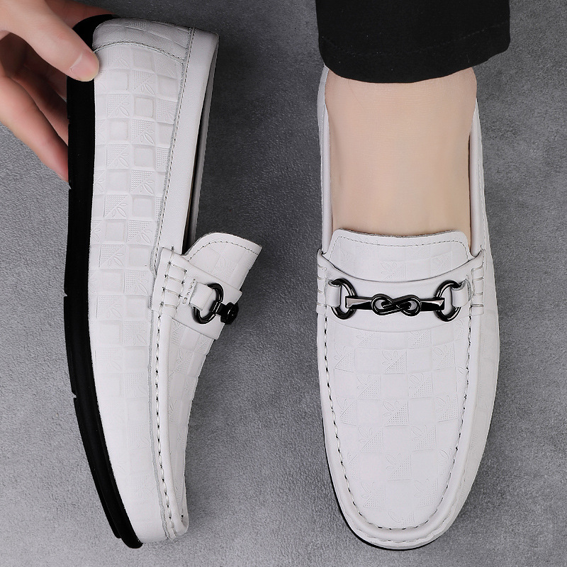 金具付きエンボス加工本革ドライビングローファー