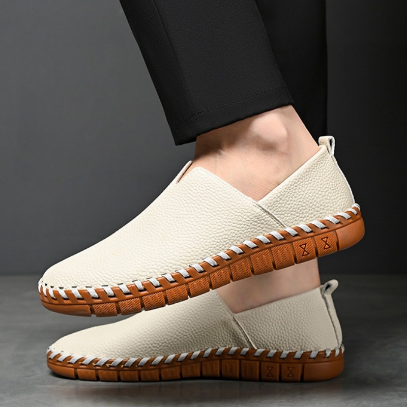 ドライビングシューズ 型押しレザー調ハンドステッチ風ローファー