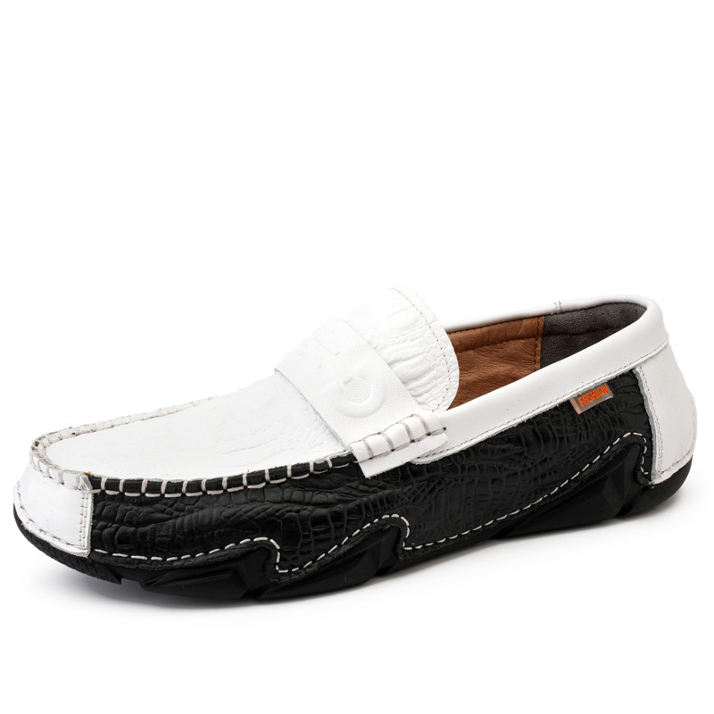 ドライビングシューズ 型押しレザー立体ソールローファー