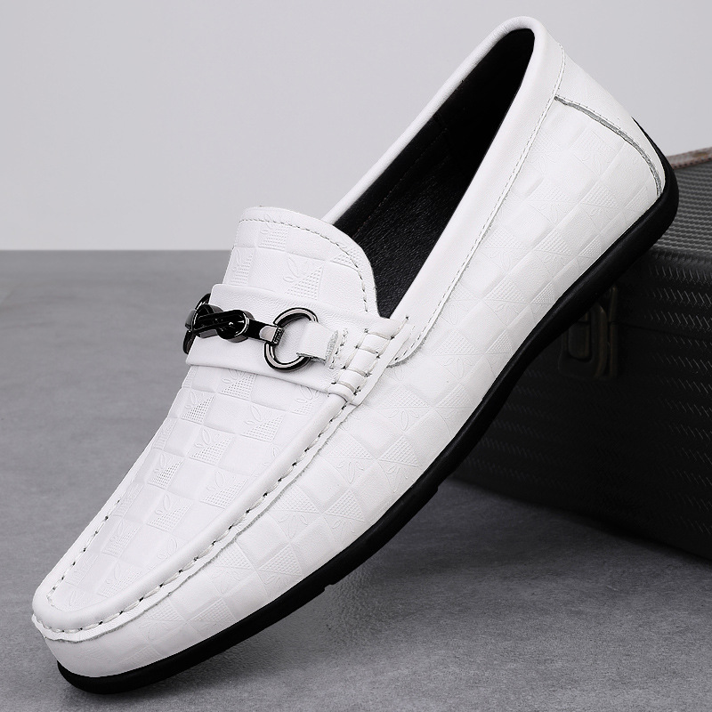 金具付きエンボス加工本革ドライビングローファー