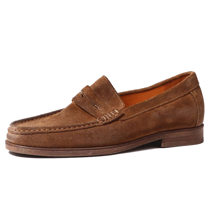 ドライビングシューズ 上質スエード素材のコインローファー型紳士靴