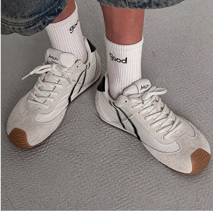 ドライビングシューズ 流線型サイドライン配色レーシングスニーカー