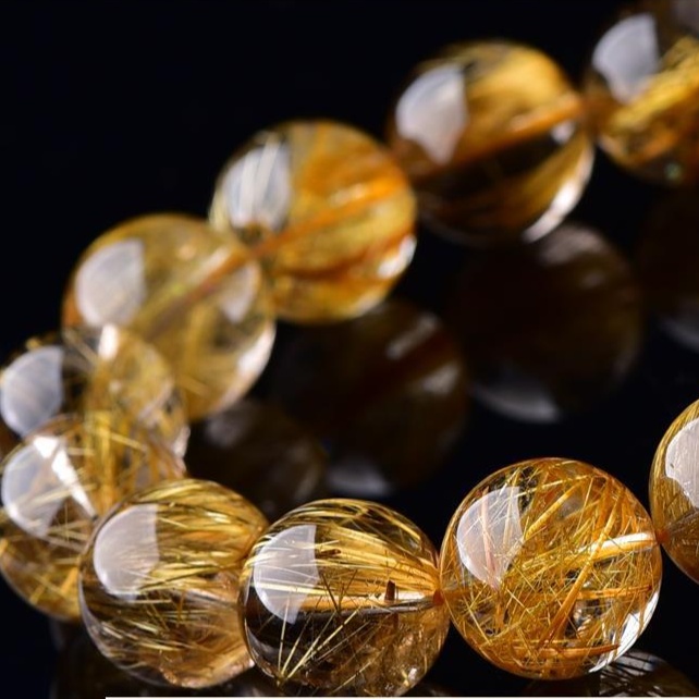 ゴールドルチル　天然石ブレスレット　金針水晶