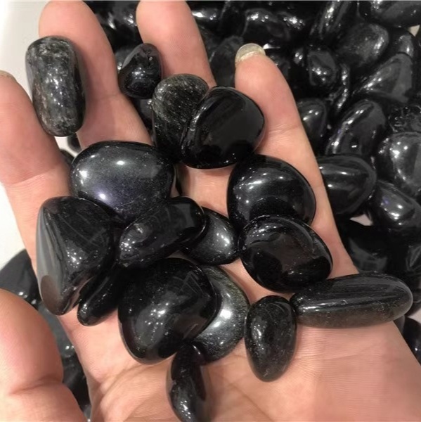 オプシディアン細石　天然石ブレスレット　黒曜石