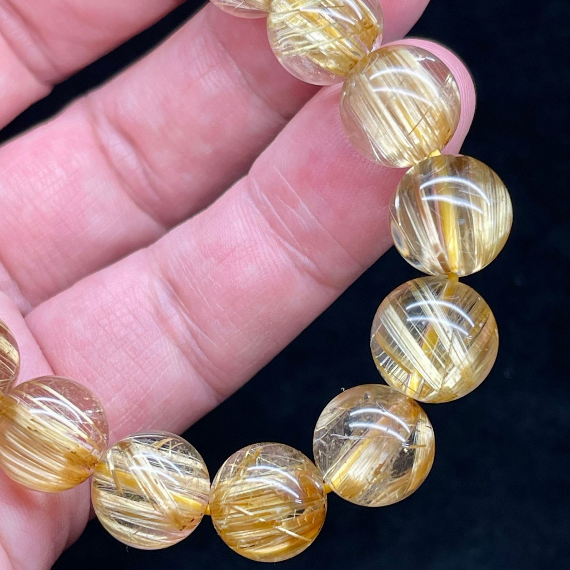 最高品質キャッツアイルチルクォーツ ブレスレット 12ｍｍ　18.5cm　天然石ブレスレット