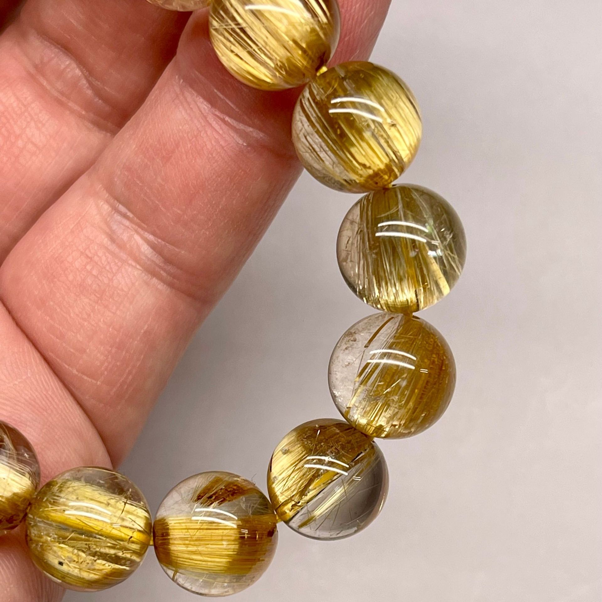 最高品質キャッツアイルチルクォーツ ブレスレット 12ｍｍ　18.5cm　天然石ブレスレット