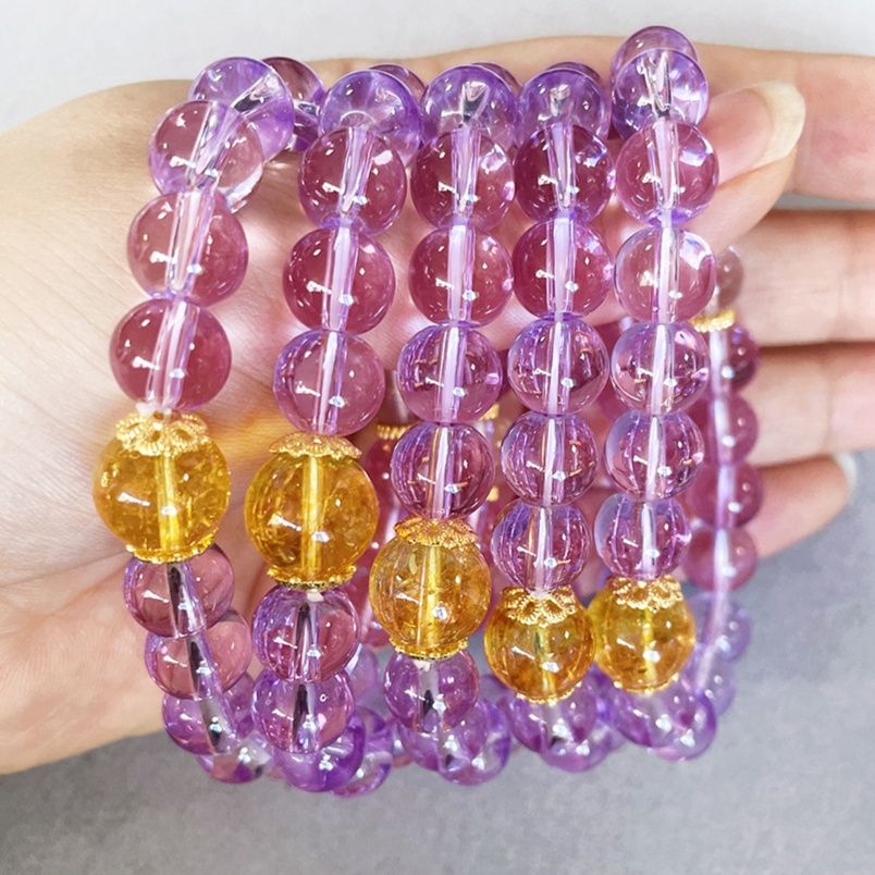 アメジスト シトリン 水晶　天然石ブレスレット