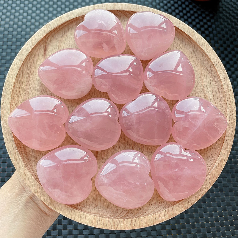ローズクォーツハート型原石　天然石ブレスレット