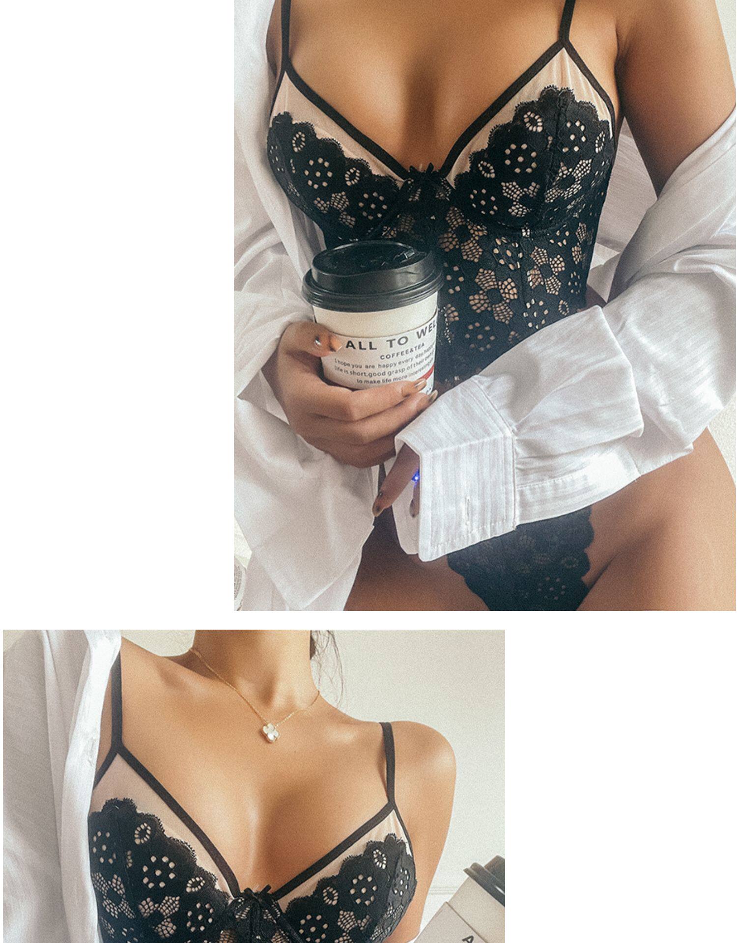 エロ下着 花柄総レース透け感セクシーブラショーツセット