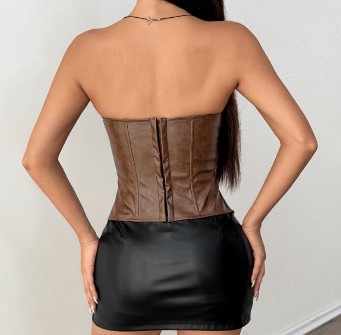 エロ下着 編み上げ革調ブラビスチェ オフショルダー
