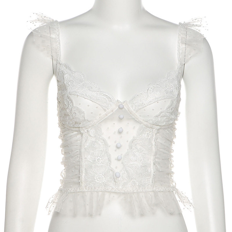 エロ下着 姫系フリルレース透けチュールビスチェブラ