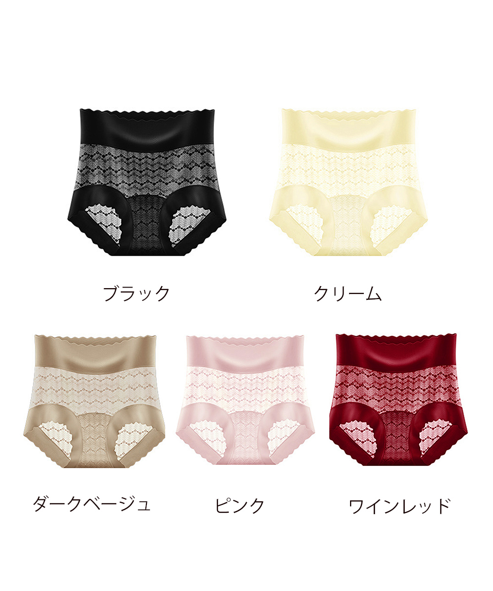 エロ下着 深履き総レース透け感ハイウエストショーツ