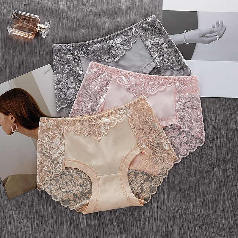 エロ下着 女性用レース刺繍ショーツ綿混素材大きいサイズ対応十色展開