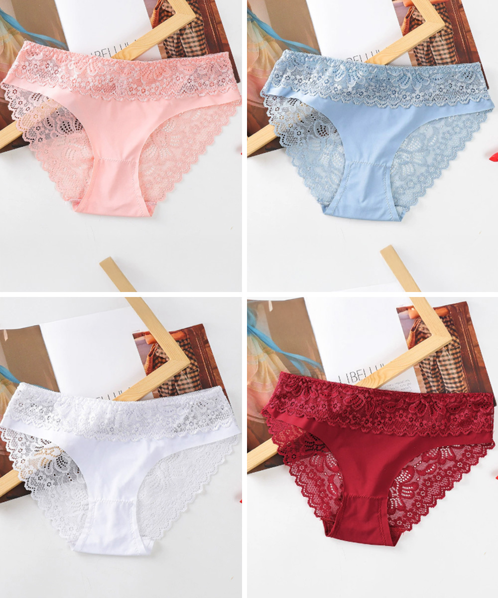 エロ下着 花柄レース刺繍ショーツ 女性用透け感セクシー下着